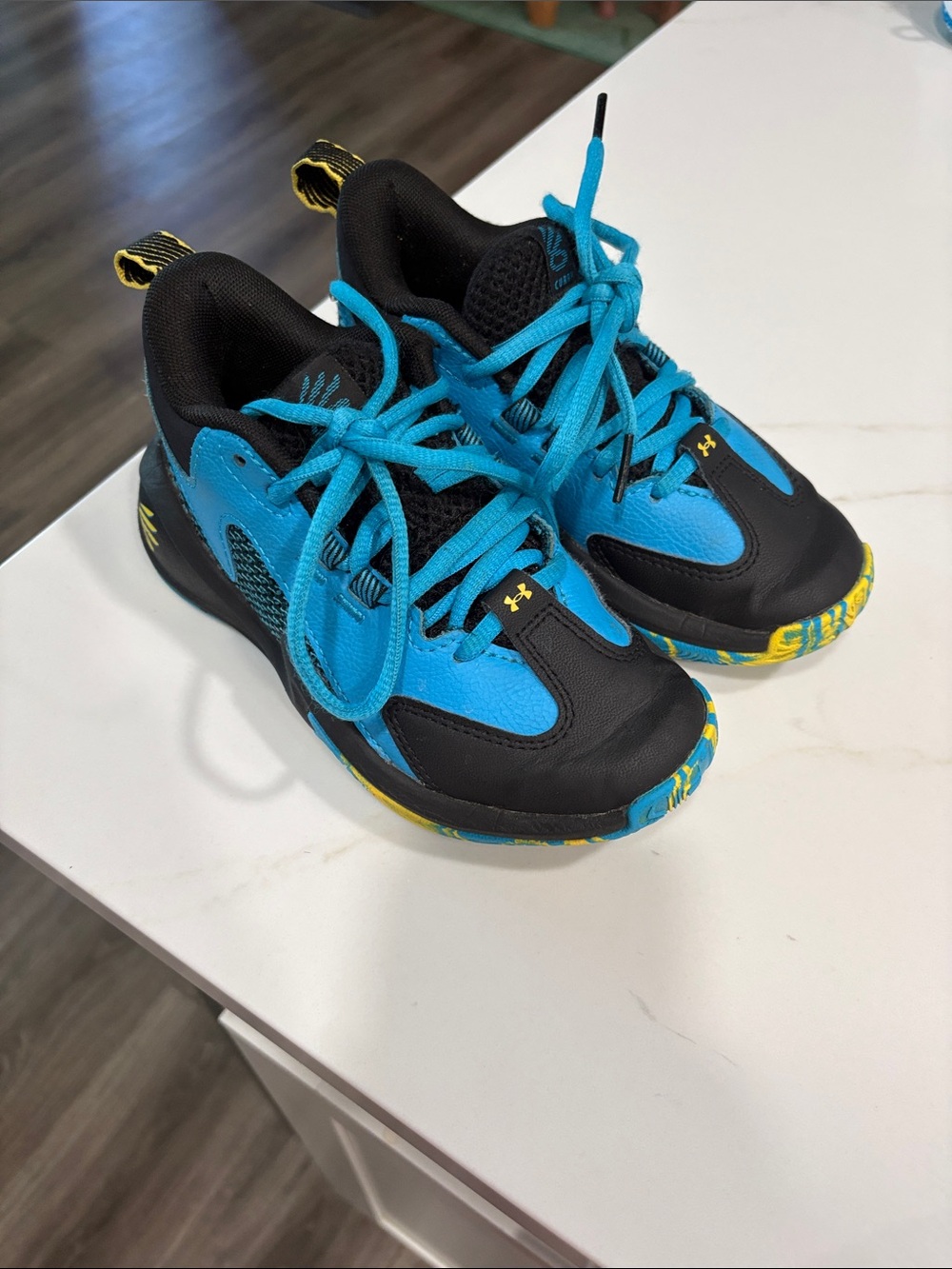 Steph Curry Under Armour Youth Blue & Black with Yellow Accents